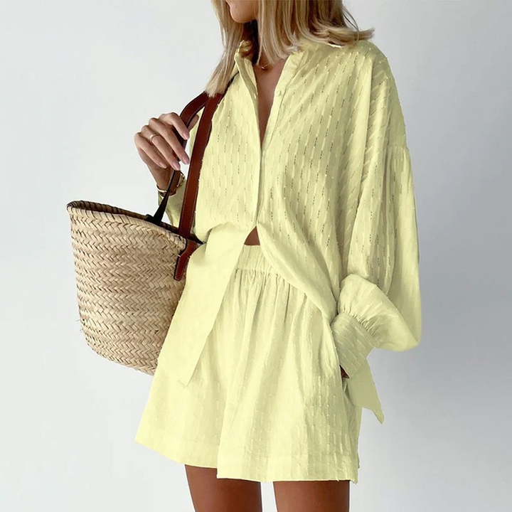 2-dílný letní outfit s halenkou a šortkami – Isla