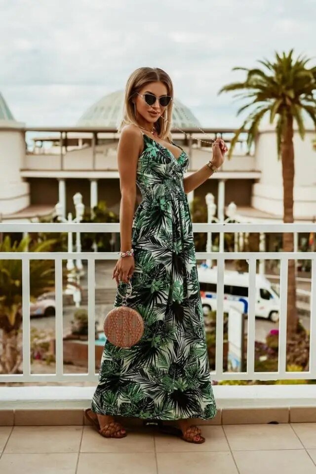 Boho maxi šaty s květinovým vzorem na léto – Yara