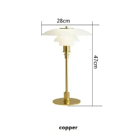 Kupfer Tischlampe, 47cm hoch, 28cm Durchmesser, modernes Design, weißer Schirm, Metallfuß.