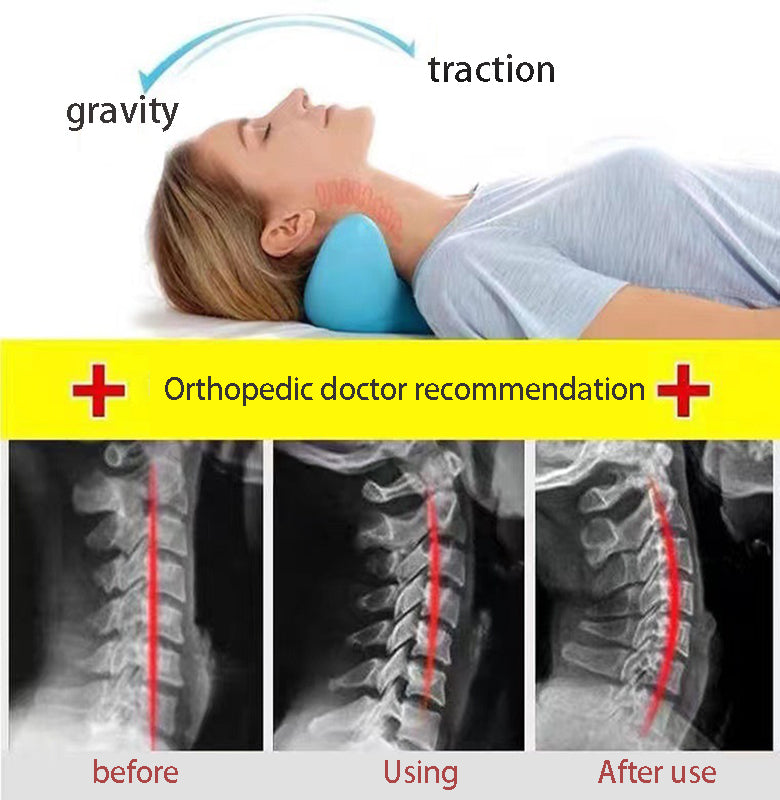 Frau mit Nackenstützkissen, orthopädische Empfehlung, Wirbelsäulenentlastung, vor und nach.