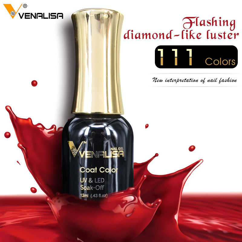 Venalisa Nagellack, UV LED, 12ml, schwarz, glänzend, für Nägel, 111 Farben, Gel-Lack.