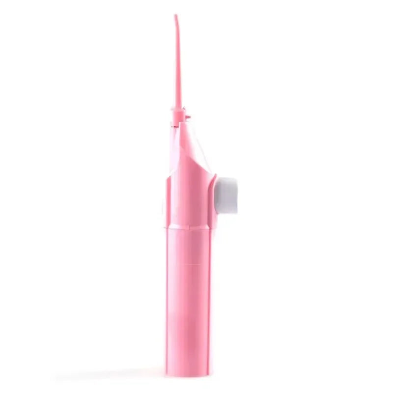Rosa elektrischer Zahnreiniger, tragbar, mit schmaler Düse, ideal für Zahnzwischenräume.