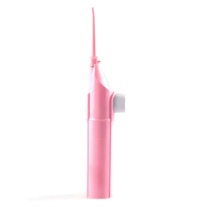 Rosa elektrischer Zahnreiniger, tragbar, mit schmaler Düse, ideal für Zahnzwischenräume.
