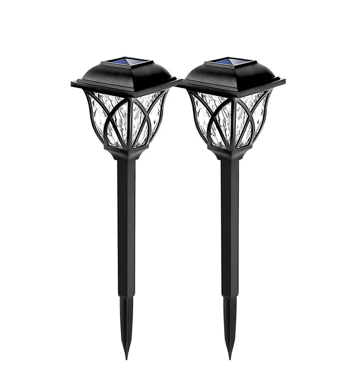 Schwarze Solar-Gartenleuchten, LED, wetterfest, energiesparend, für Außenbereich.
