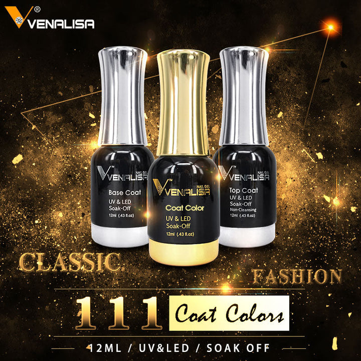 Venalisa Nagellack Set, UV LED, Base Coat, Top Coat, 12ml, Soak-Off, klassisch, modisch