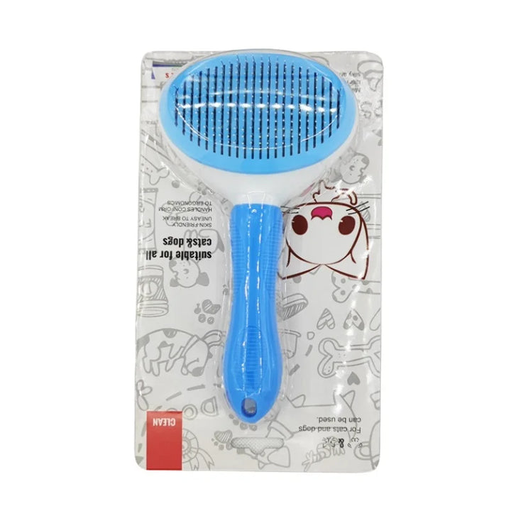 Blauer Haustier-Fellpflegekamm, ergonomischer Griff, ideal für Hunde und Katzenpflege.