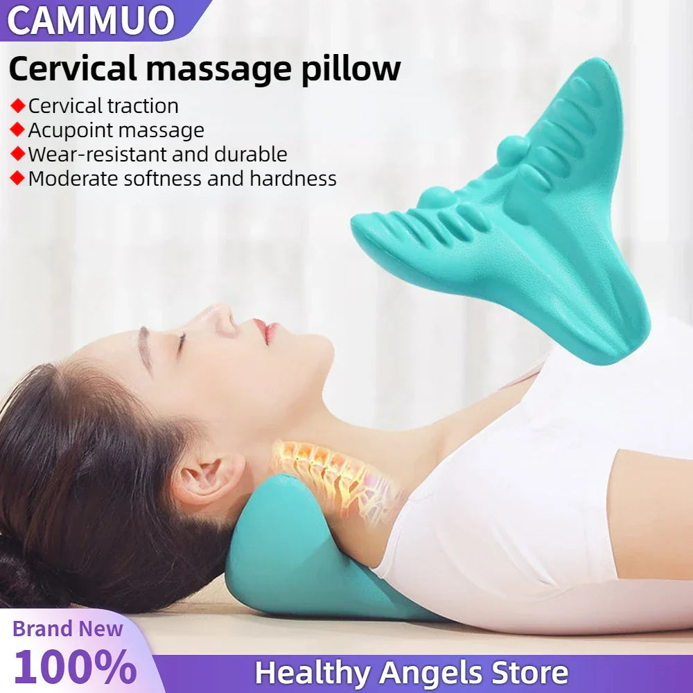 Nackenmassagekissen türkis, ergonomisch, für Halswirbelsäule, Akupressur, langlebig.