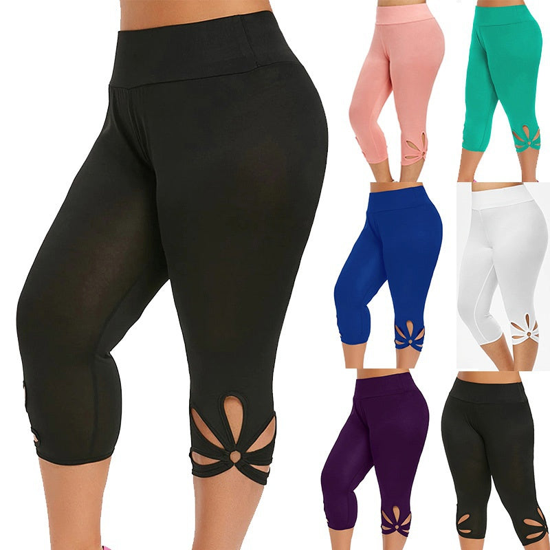 Damen Capri-Leggings mit Cut-Outs, verschiedene Farben, elastisch, bequem, Sportmode.