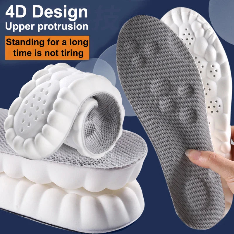 4D Einlegesohlen, grau, ergonomisch, stoßdämpfend, bequem, für langes Stehen geeignet.