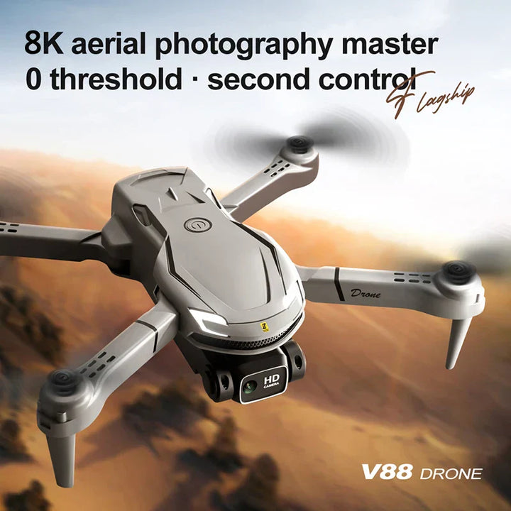 Grauer V88 Drohne, 8K Kamera, HD, Luftaufnahmen, ferngesteuert, Quadrocopter, Landschaft.