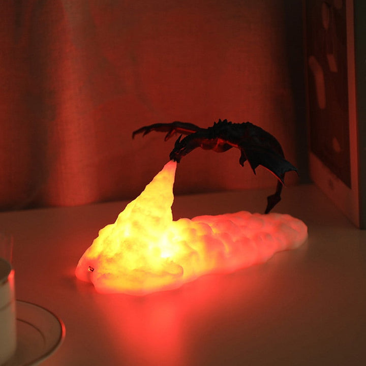 Leuchtende Drachenlampe, orange, Harz, Nachtlicht, Fantasy-Dekor, Tischbeleuchtung