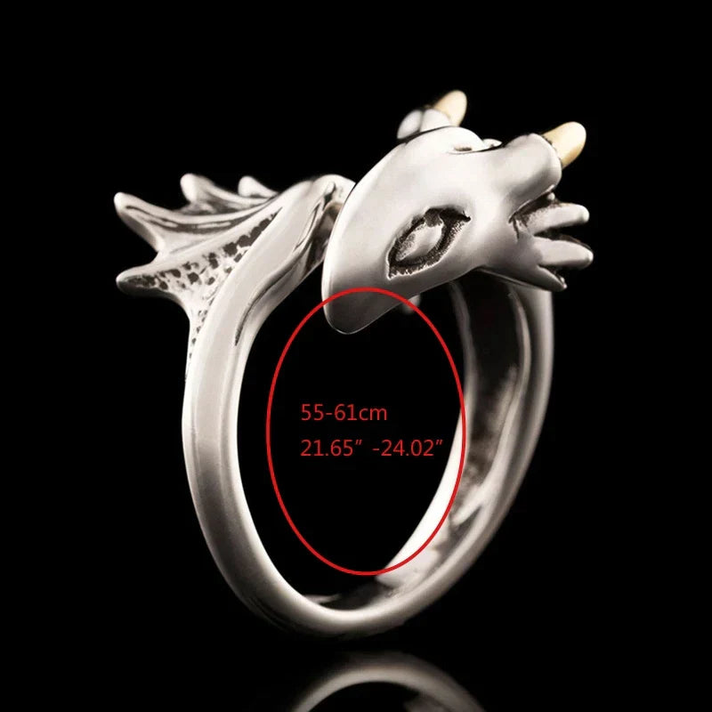 Silberner Drachenring, verstellbar, einzigartiges Design, Schmuck für Damen und Herren.