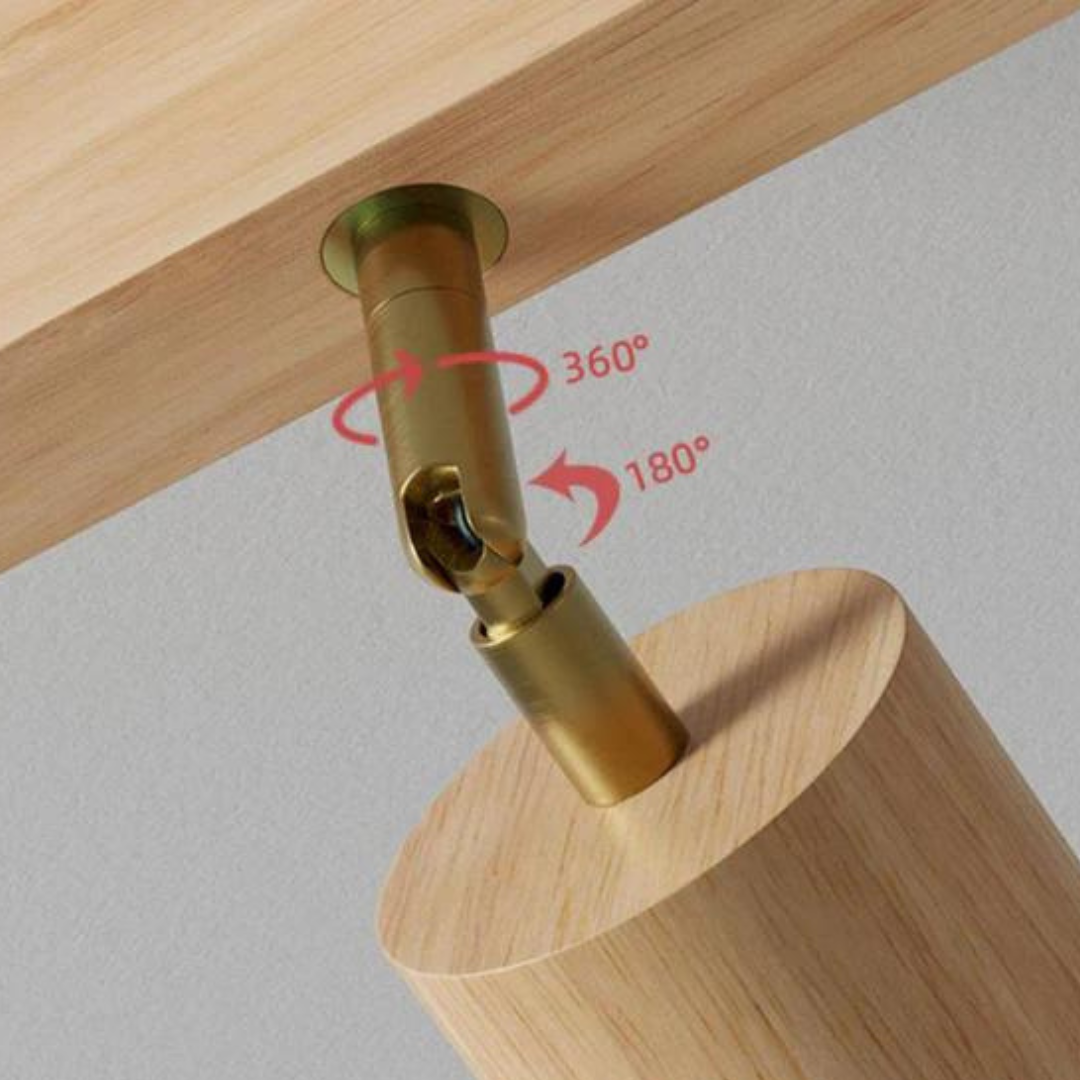 Goldener, drehbarer Möbelverbinder aus Metall für Holz, 360 Grad Rotation, 180 Grad Neigung.