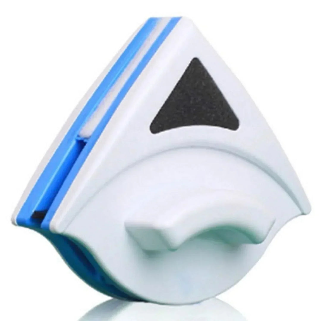 Magnetischer Fensterreiniger, dreieckig, blau-weiß, EasyClean, Glasreinigungstool.