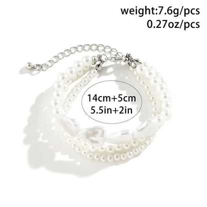 Weiße Perlenarmbänder, verstellbar, 14cm+5cm, 7,6g, eleganter Schmuck für Damen.