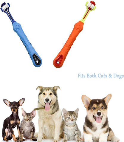 Zahnbürste für Hunde und Katzen, blau und orange, doppelseitig, Zahnpflege Haustiere.