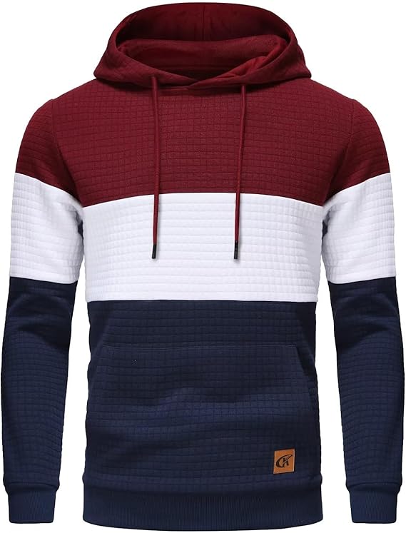Herren Kapuzenpullover, rot-weiß-blau, gestreift, Baumwolle, modisch, bequem, Freizeitkleidung.