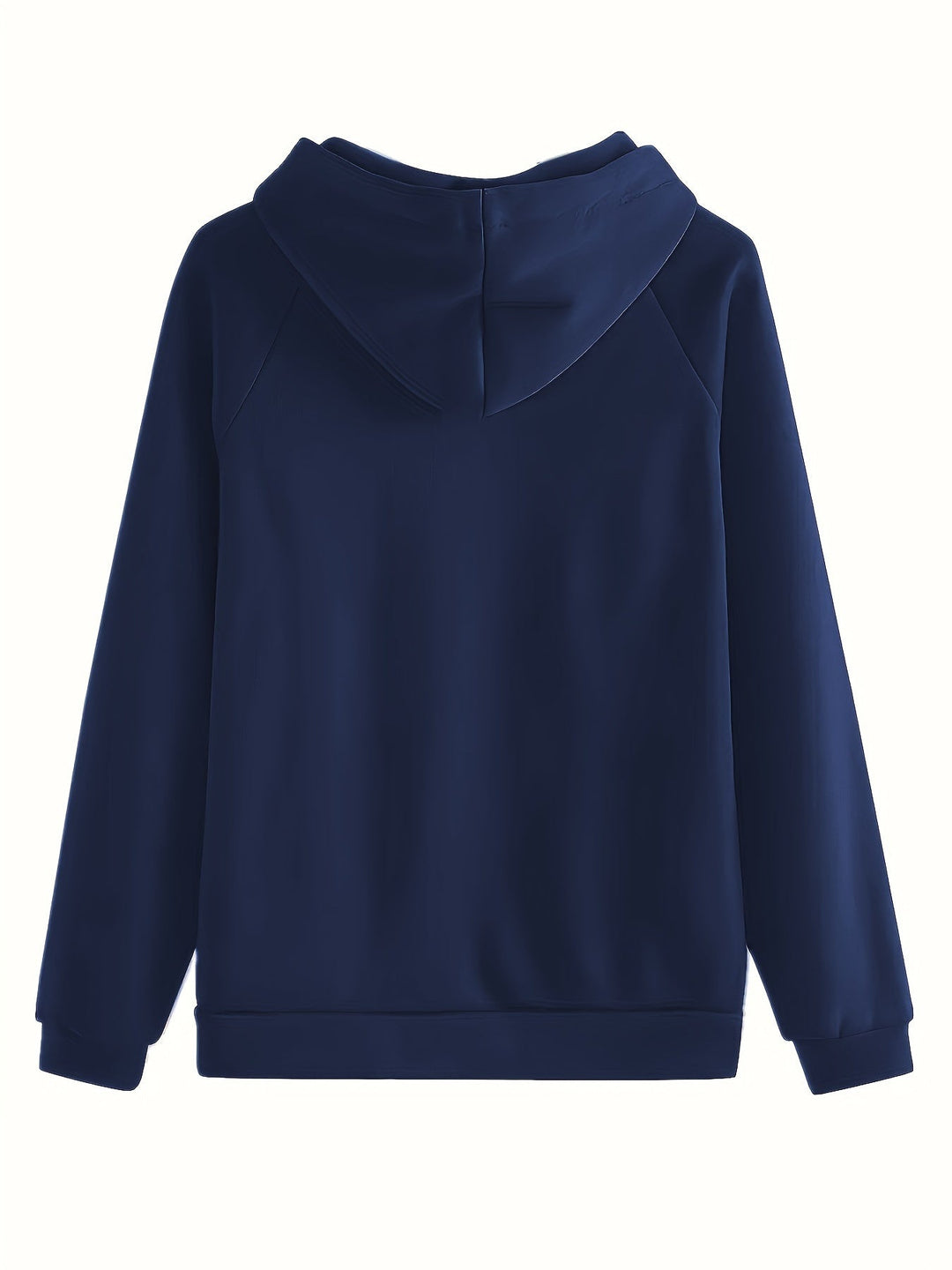 Dunkelblauer Kapuzenpullover aus Baumwolle, Rückansicht, Unisex, Freizeitmode, Herbstbekleidung.