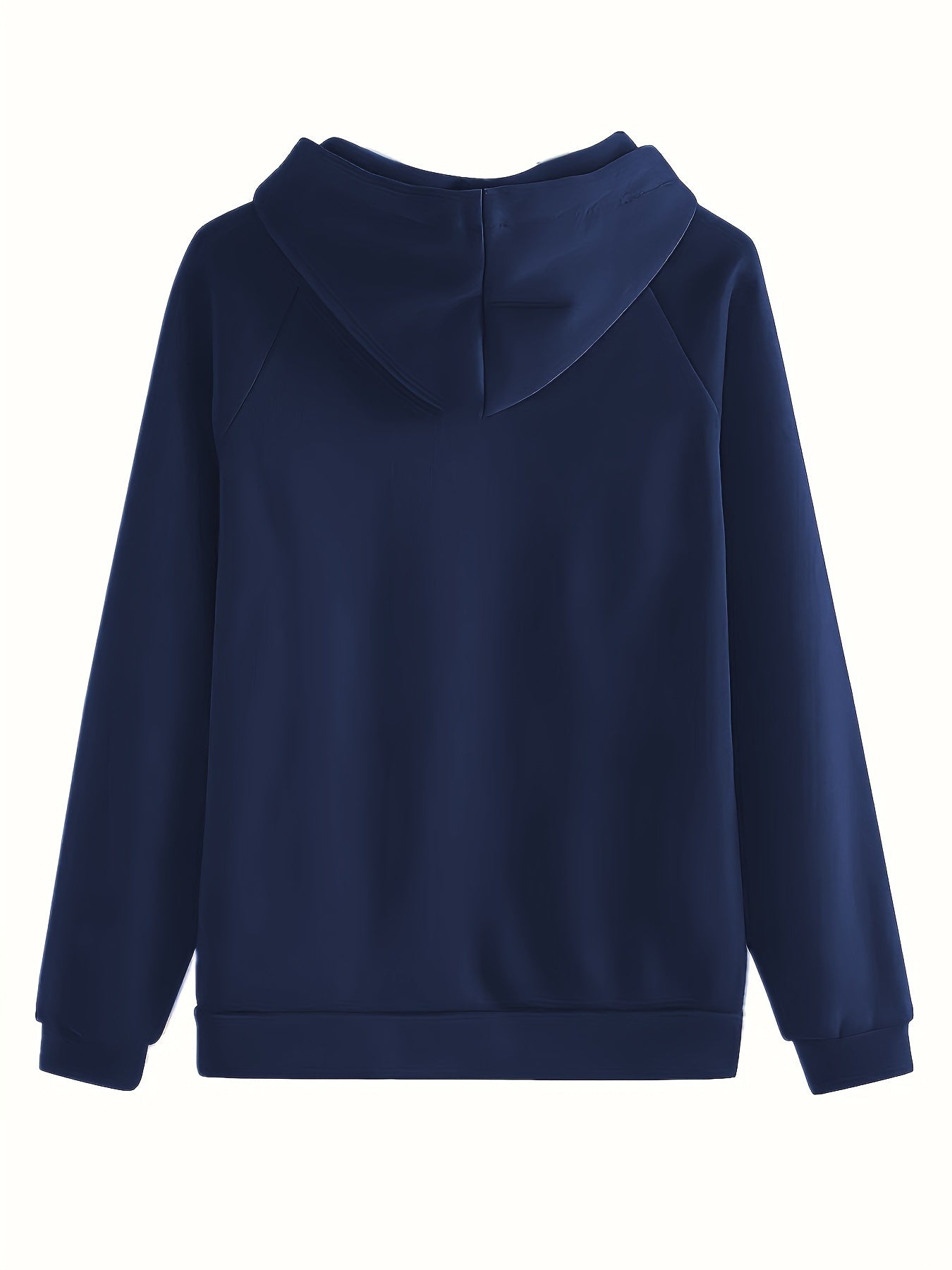 Dunkelblauer Kapuzenpullover aus Baumwolle, Rückansicht, Unisex, Freizeitmode, Herbstbekleidung.