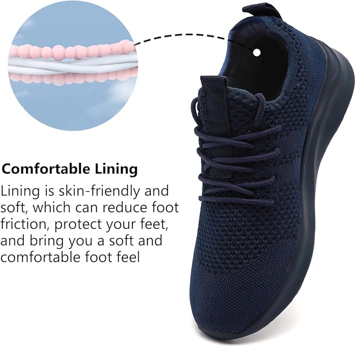 Dunkelblauer Sneaker mit atmungsaktivem Mesh-Obermaterial und komfortabler Innenausstattung.
