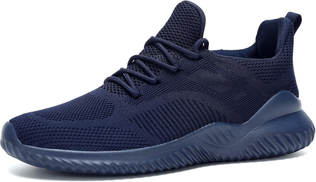 Dunkelblauer Herren-Sneaker, atmungsaktives Mesh, rutschfeste Sohle, sportlich und bequem.