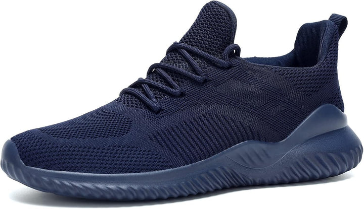 Dunkelblauer Herren-Sneaker, atmungsaktives Mesh, rutschfeste Sohle, sportlich und bequem.