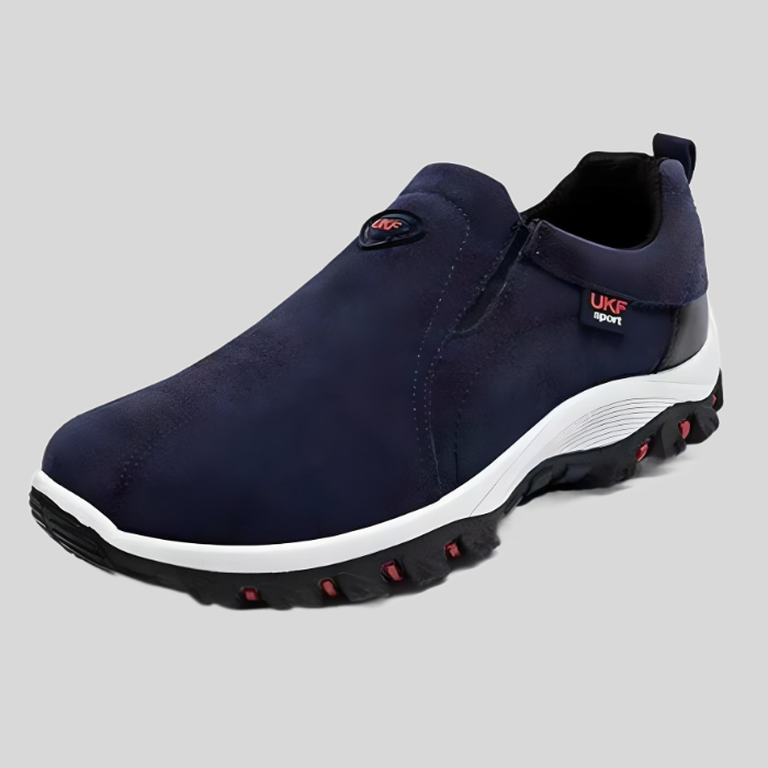 Dunkelblauer UKF Sportschuh, rutschfeste Sohle, atmungsaktiv, für Herren.