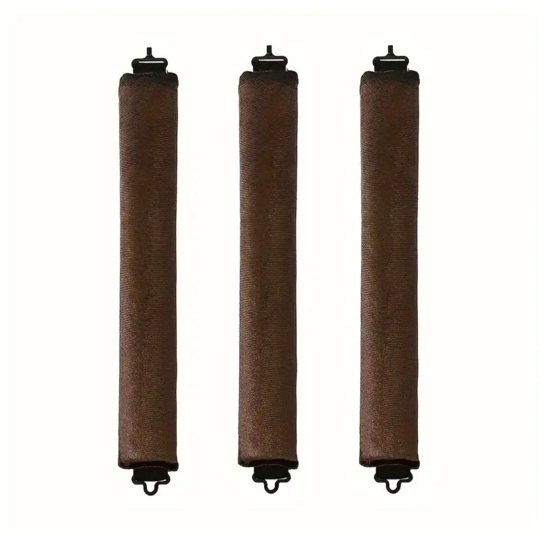 Drei braune Heizkörperbürsten aus Kunststoff, ideal zur Reinigung von Heizkörpern.