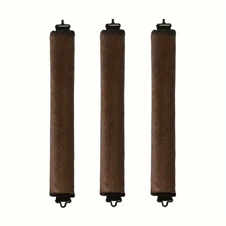 Drei braune Heizkörperbürsten aus Kunststoff, ideal zur Reinigung von Heizkörpern.
