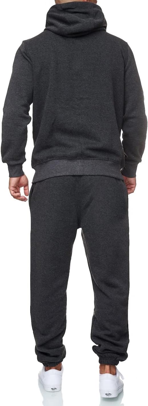 Dunkelgrauer Herren-Jogginganzug, Kapuzenpullover und Jogginghose, bequem, sportlich.