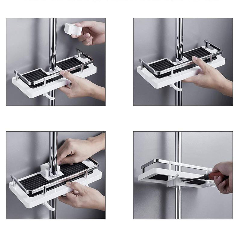 Duschablage ohne Bohren, weiß, Kunststoff, einfache Montage, Badezimmer-Organizer.