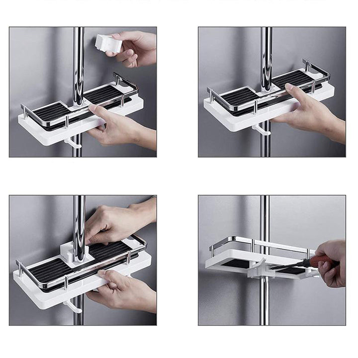 Duschablage ohne Bohren, weiß, Kunststoff, einfache Montage, Badezimmer-Organizer.