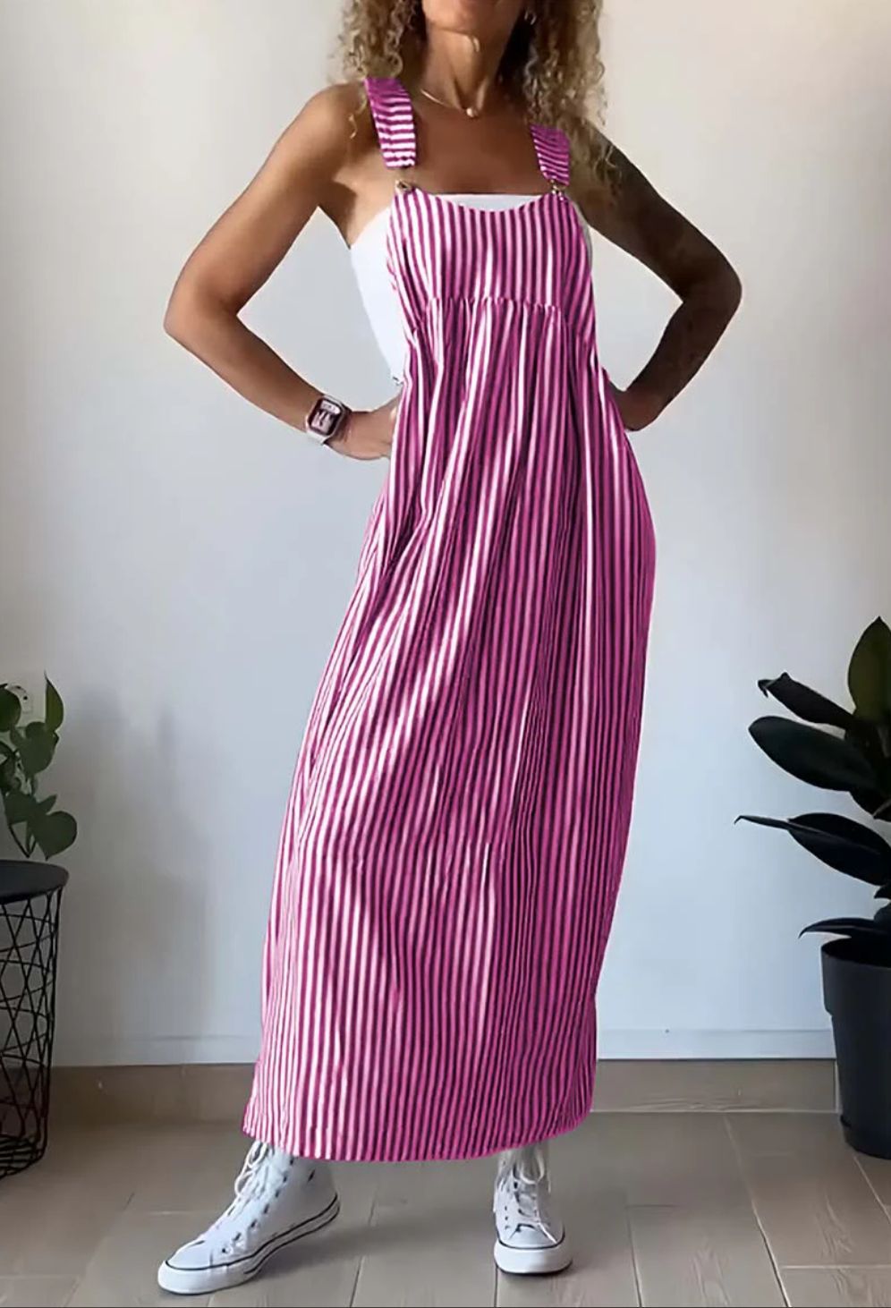 Stylový pruhovaný casual overal s pohodlným střihem – Liana