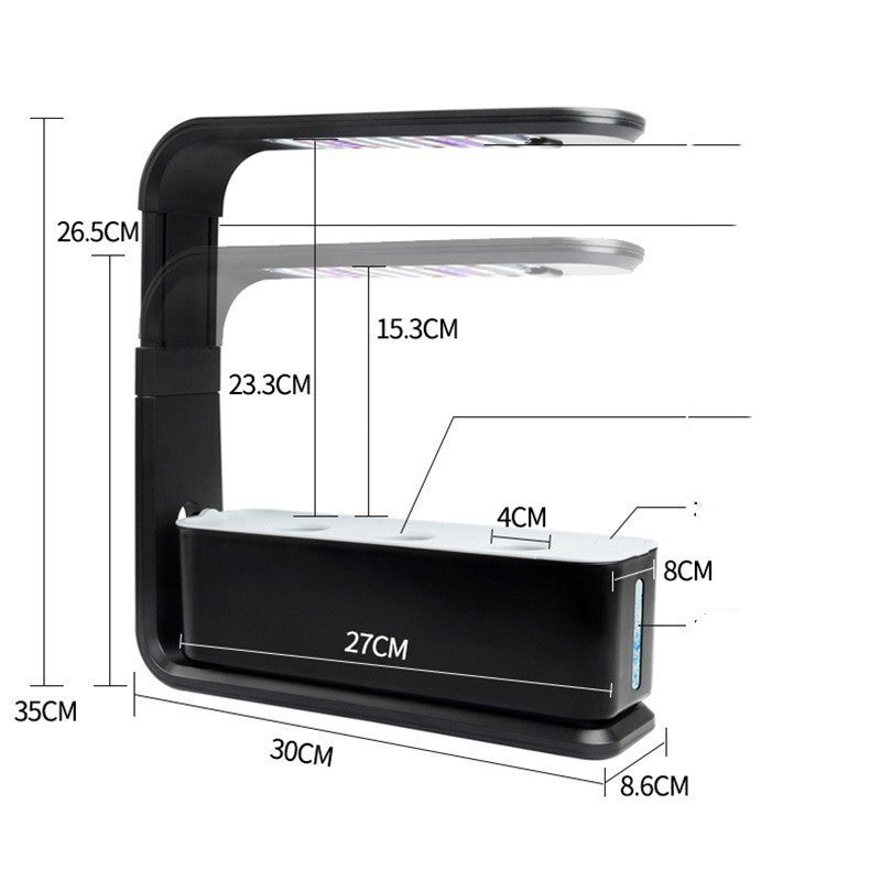 Schwarze LED-Schreibtischlampe mit USB-Anschluss, verstellbar, modern, 35cm hoch.