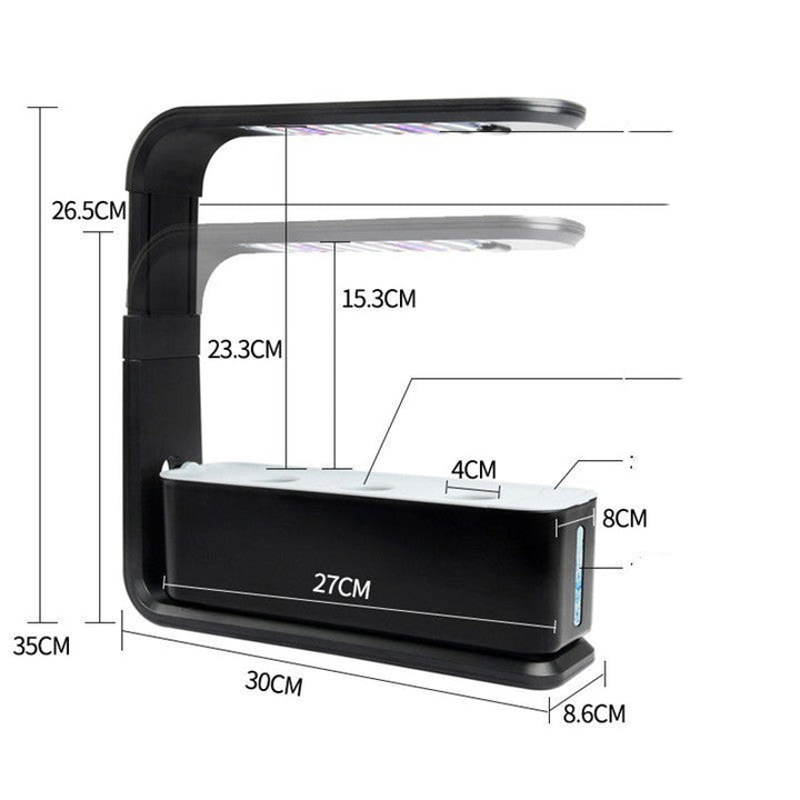 Schwarze LED-Schreibtischlampe mit USB-Anschluss, verstellbar, modern, 35cm hoch.