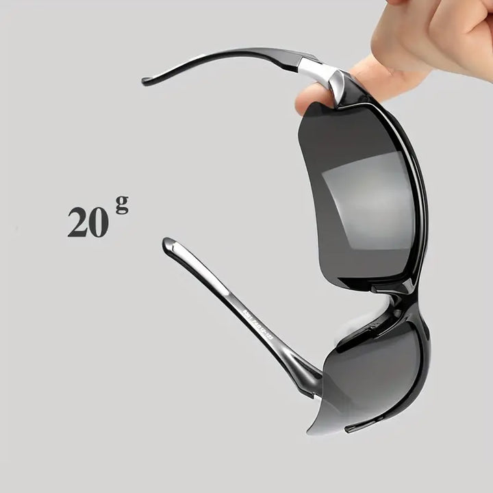 Leichte schwarze Sonnenbrille, 20g, UV-Schutz, modisches Design, unisex.