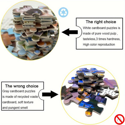 Vergleich von weißen und grauen Puzzleteilen, Materialunterschiede, Qualität, Recycling.