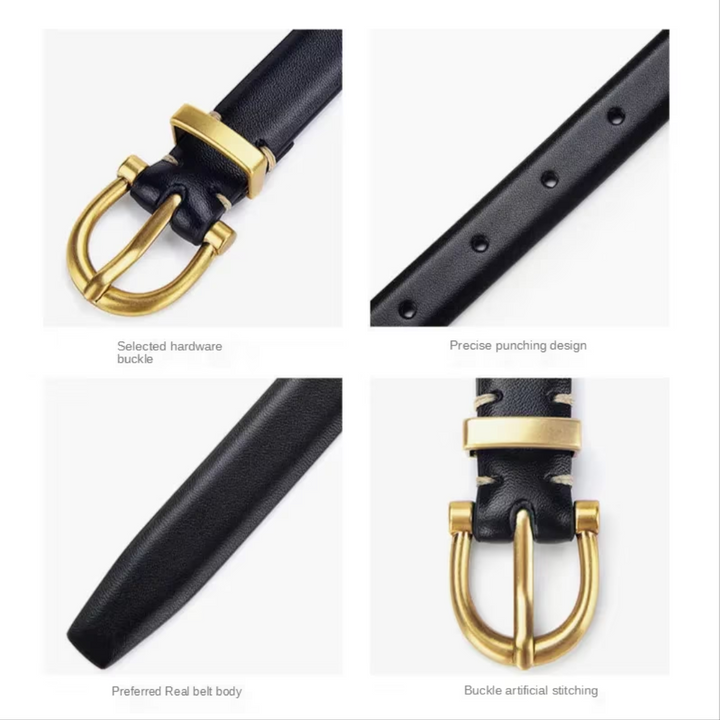 Luxus-Gürtel aus echtem Leder, schwarz, goldene Schnalle, Designer-Accessoire, hochwertig.