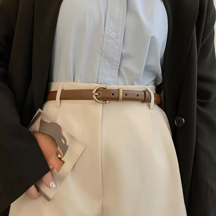 Damen-Ledergürtel, braun, elegantes Design, hochwertige Mode, Business-Outfit Accessoire.