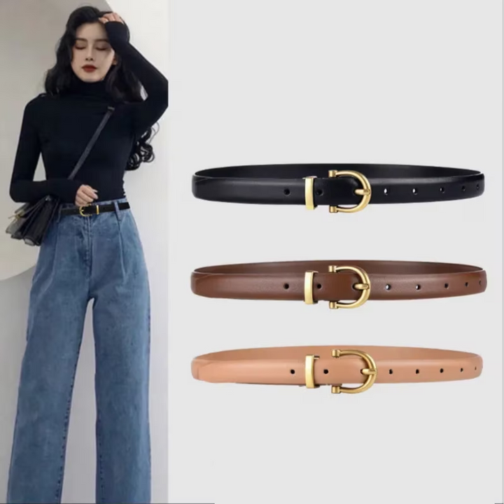 Damen Ledergürtel, schwarz, braun, beige, Designer, Luxus, goldene Schnalle, modisch.