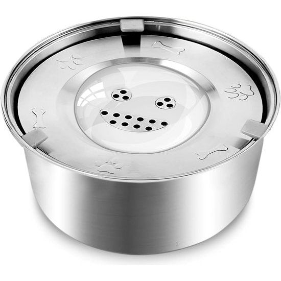 Edelstahl Hundenapf mit Deckel, rutschfest, silber, für Futter und Wasser, langlebig.