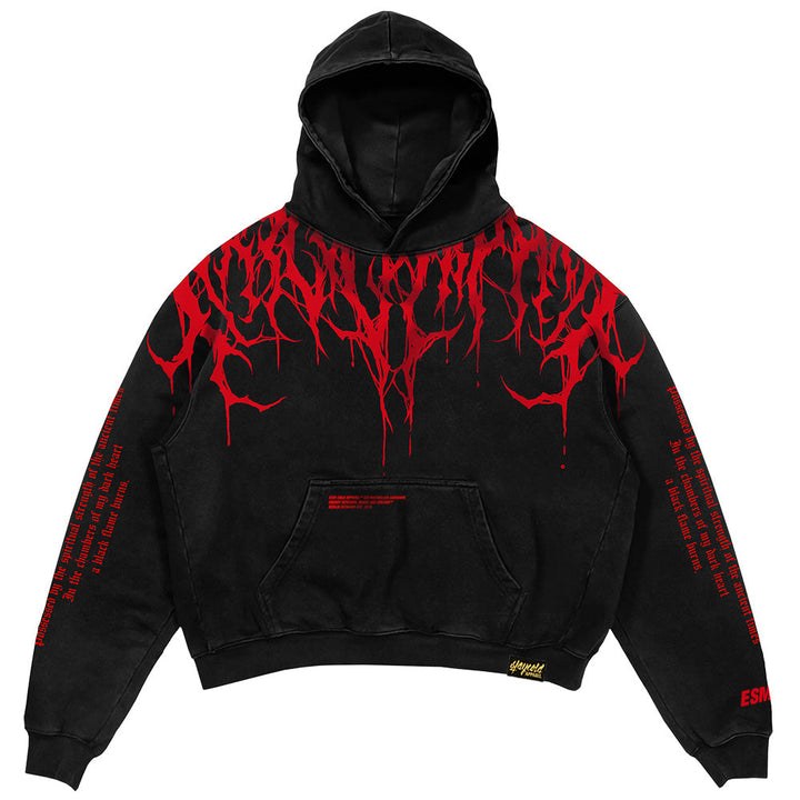 Přesně velký těžký hoodie s podzimním potiskem – Damon