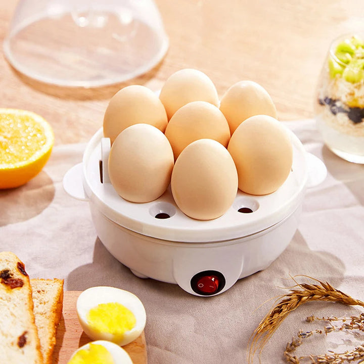 Elektrischer Eierkocher, weiß, für 8 Eier, mit Kontrollleuchte, Küchengerät, Frühstückszubehör.