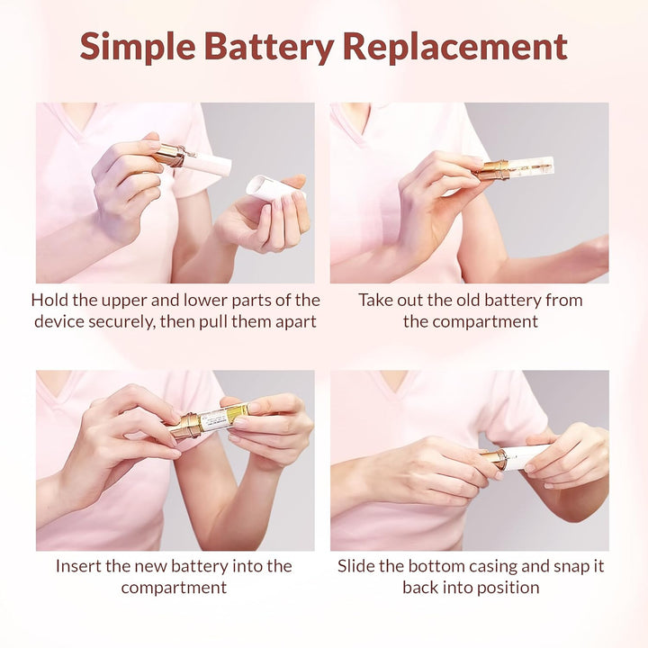 Anleitung Batteriewechsel, Schritt-für-Schritt, einfache Handhabung, Batteriefach öffnen, einsetzen.