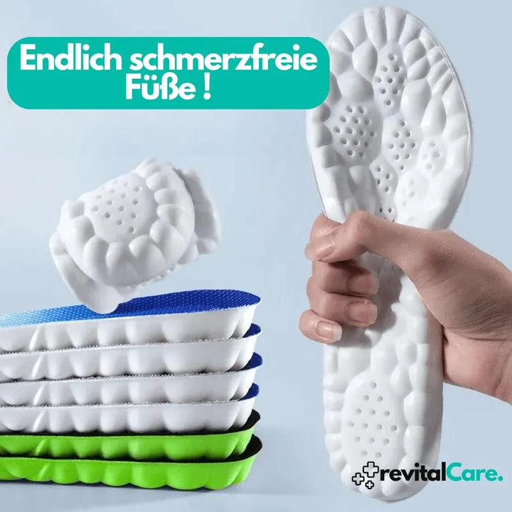 Weiße orthopädische Schuheinlagen, ergonomisch, für schmerzfreie Füße, RevitalCare.