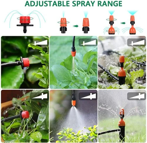 Einstellbarer Bewässerungssprinkler, rot-schwarz, Gartenbewässerung, Tropfbewässerungssystem.
