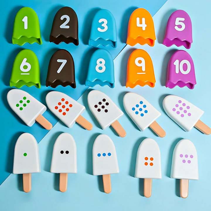 Bunte Lernspielzeug-Eis am Stiel, Zahlen 1-10, pädagogisches Spielzeug für Kinder.