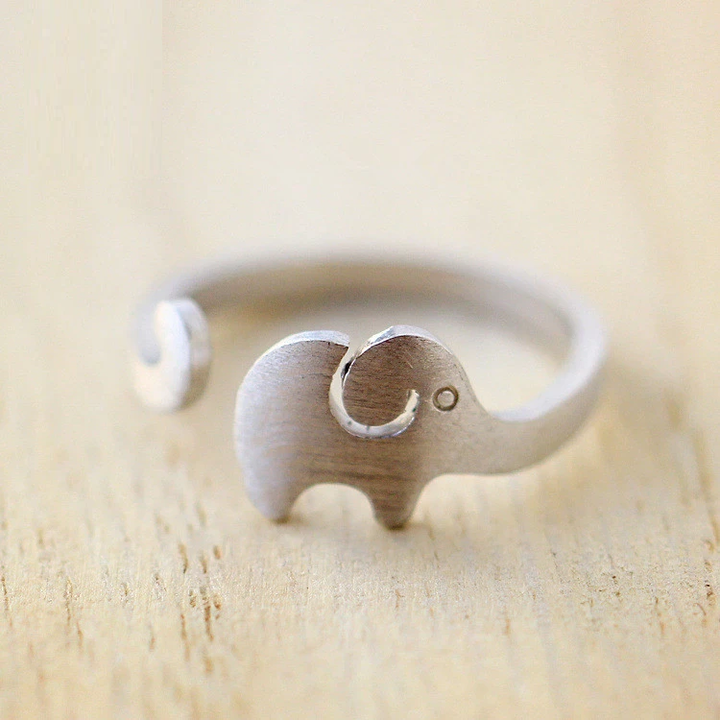 Silberner Elefantenring, verstellbar, minimalistisches Design, Schmuck für Damen.