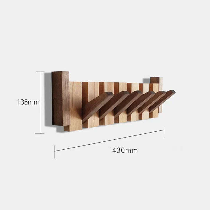 Wandgarderobe Holz, klappbar, 6 Haken, 430mm, modernes Design, platzsparend, elegant.