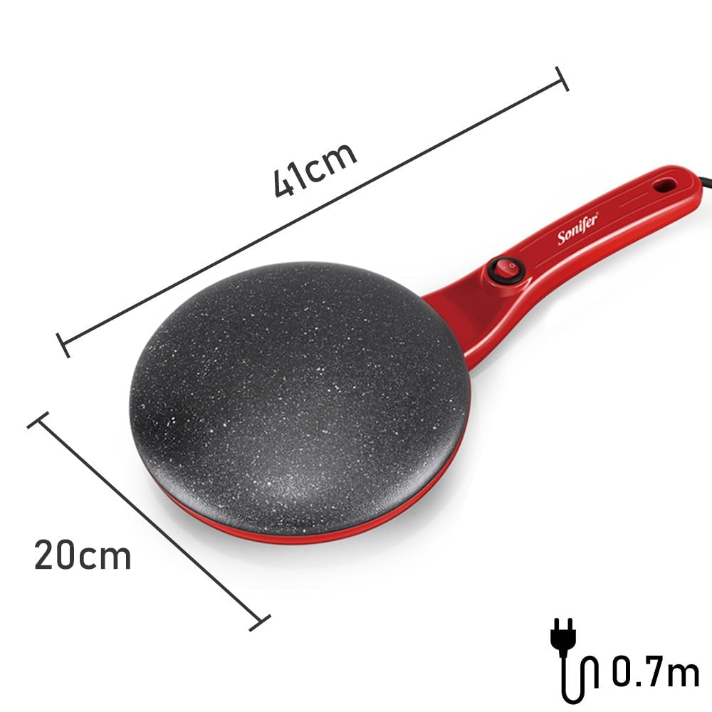 Rote elektrische Crêpe-Pfanne, 41cm, Antihaftbeschichtung, 0,7m Kabel, Sanifer.